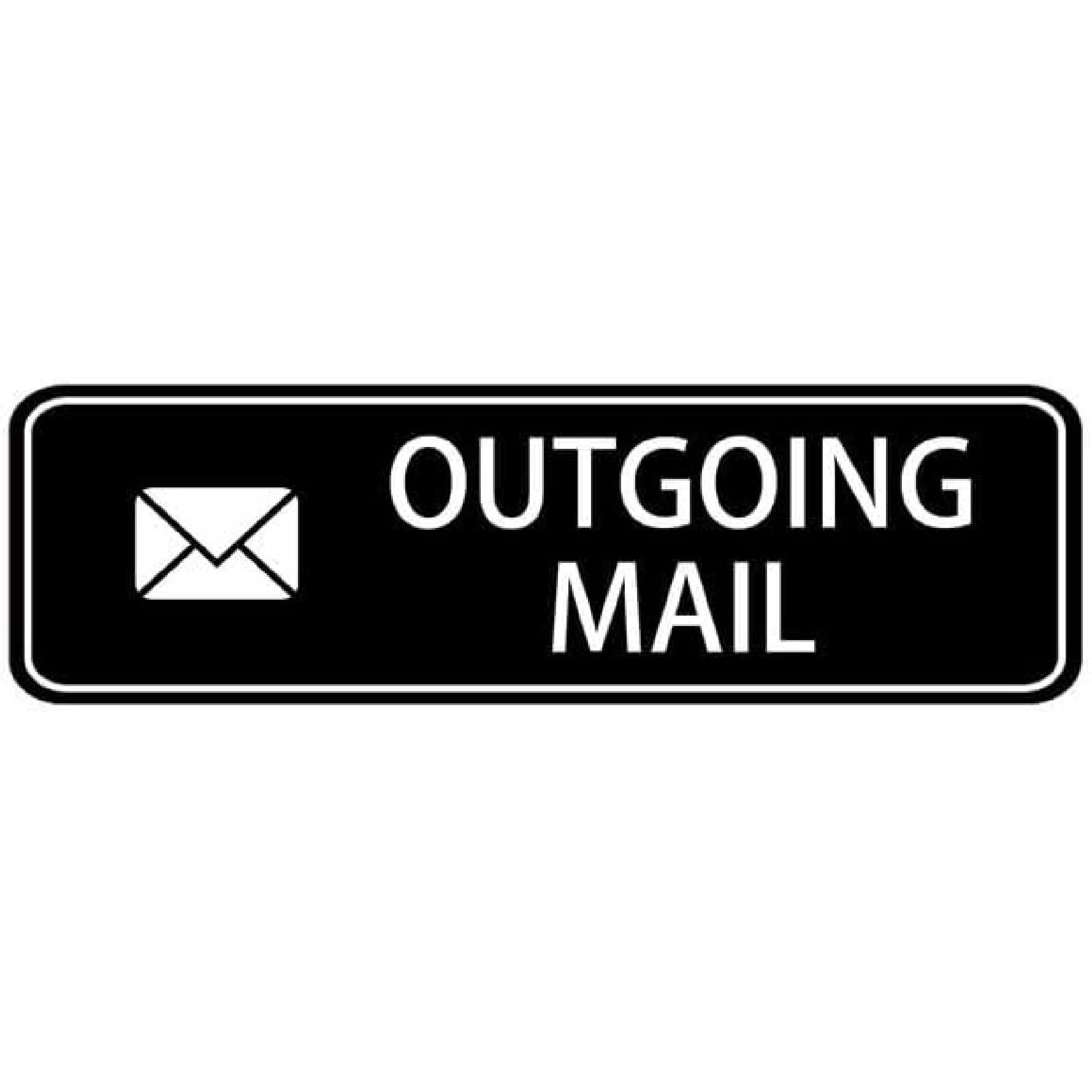 Outgoing Mail Sign,10 X 3 Inches Acrylic Plaque With Strong Adhesives For Door Offices Businesses House Home Outdoor, White Letters On Black