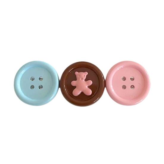

Girl Hairpin Contrasting Color Design Button Shape Hair Clip Non-irritating Side Bang Hair Pin Hair Accessory рожевий