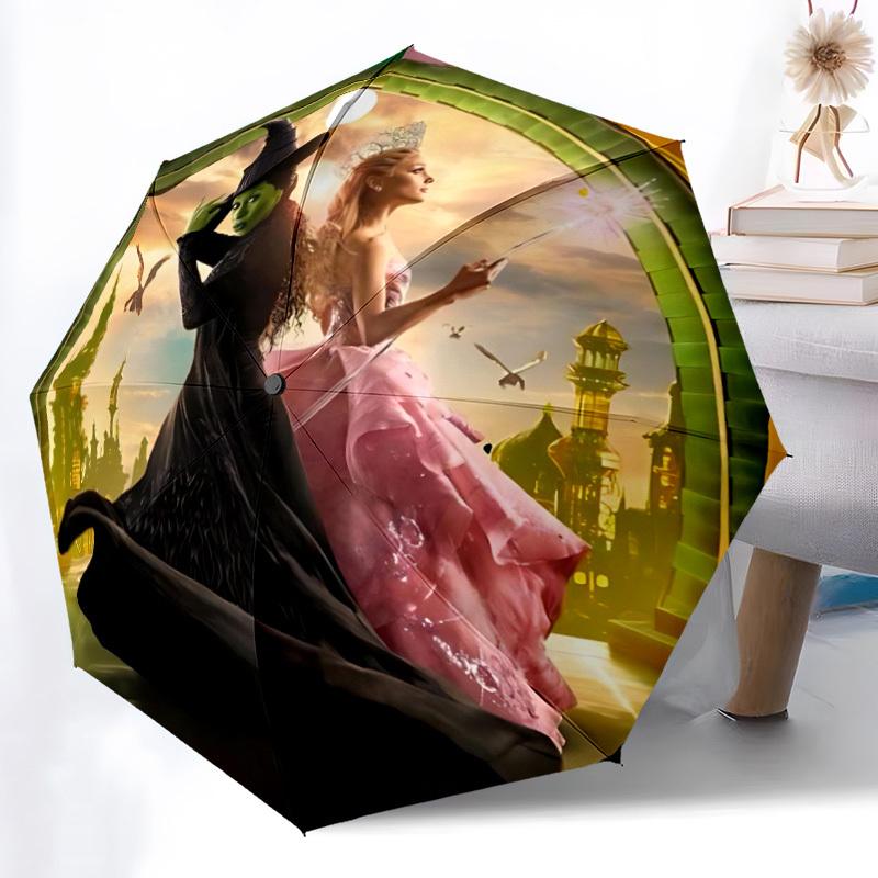 1pc Witch Sorceress Automatic Folding Umbrella - Compact 8-Rib Design, Durable Plastic & Iron, Daily Use F104044