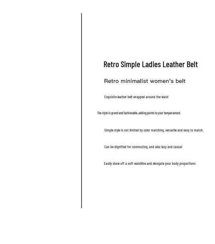Women's Retro Korean Style Cowhide Leather Belt with Pin Buckle for Jeans