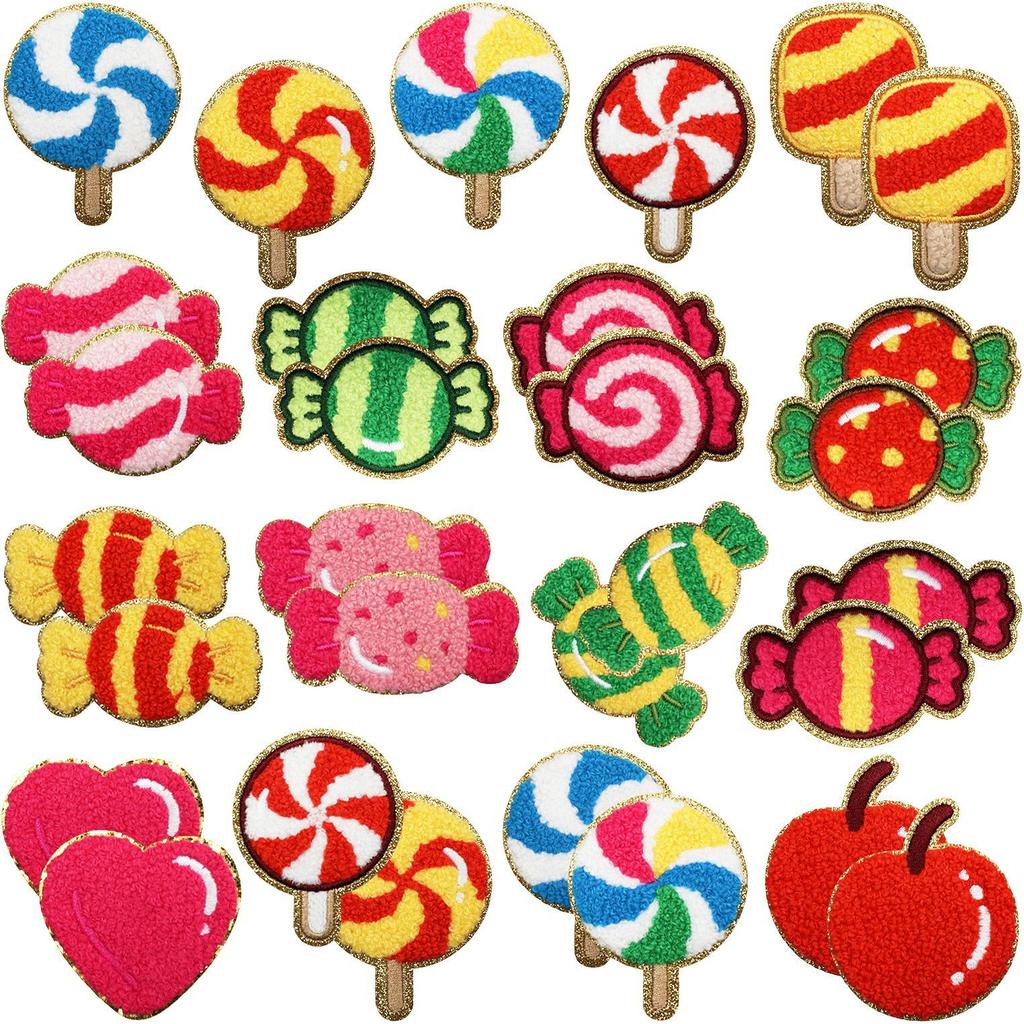 Sweet Candy Embroidery Cloth Sticker Lollipop Chapter Boy Clothes Bag Decoration Carrot Fudge Patch Sticker Ironing