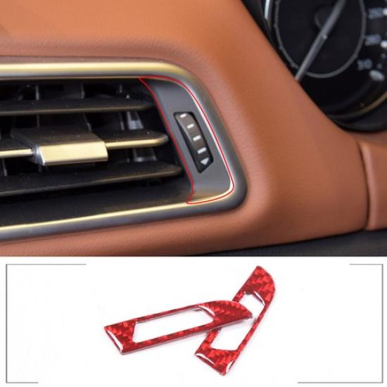 Red Carbon Side Air Outlet Pulley Button trim Cover For Maserati Ghibil 2014-22