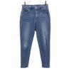 Tapered Denim Pants W38 Indigo Blue Stretch Jeans Women Used