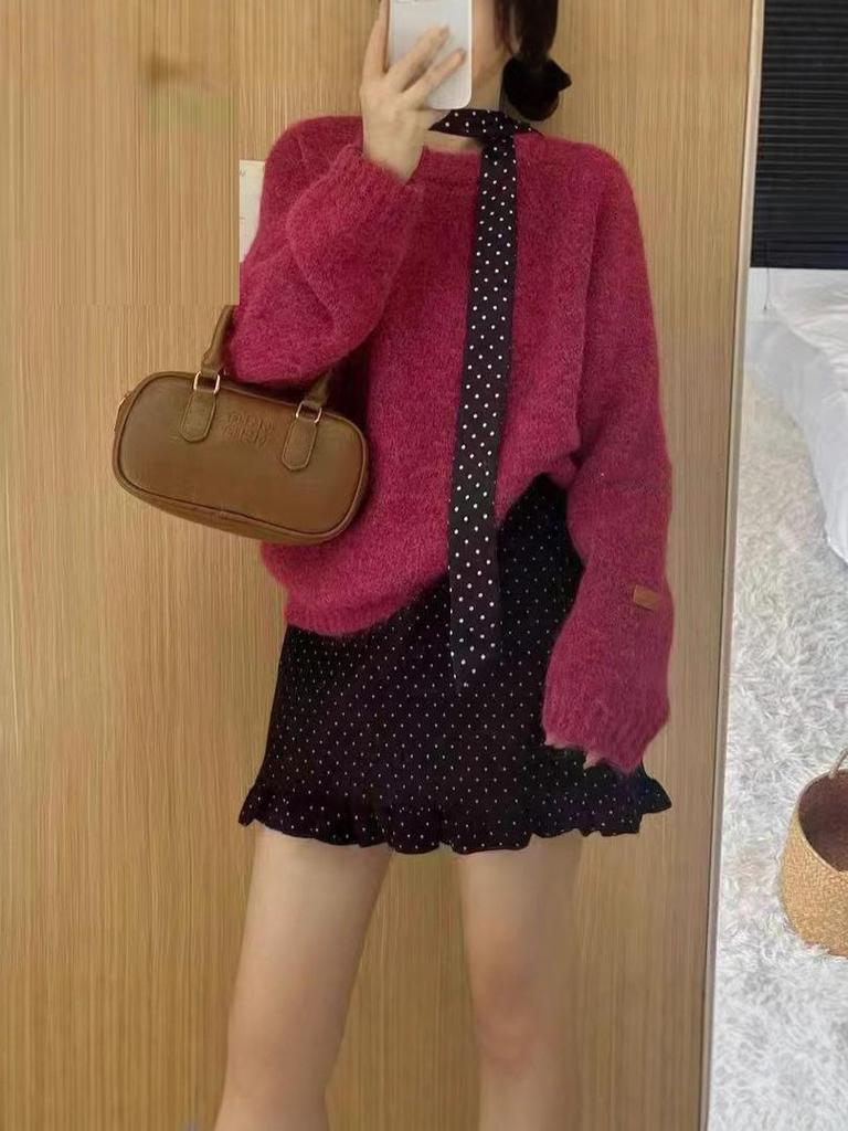 Women's Korean Style Soft Knit Round Neck Pullover - Autumn/Winter Loose Fit Sweater