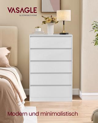 KAILYN Collection - Chest of Drawers for Bedroom, Storage Organiser Unit with 5 Drawers, 40 X 60 X 97.4 Cm, Modern Style, Snow White