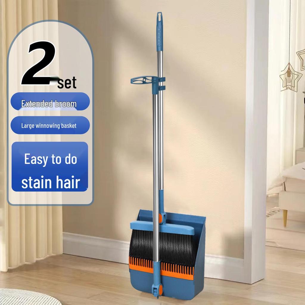 Magnetic Folding Broom & Enlarged Dustpan Set for Home