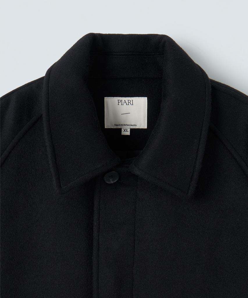 Piari Poise Wool Balmacaan Coat (Black)