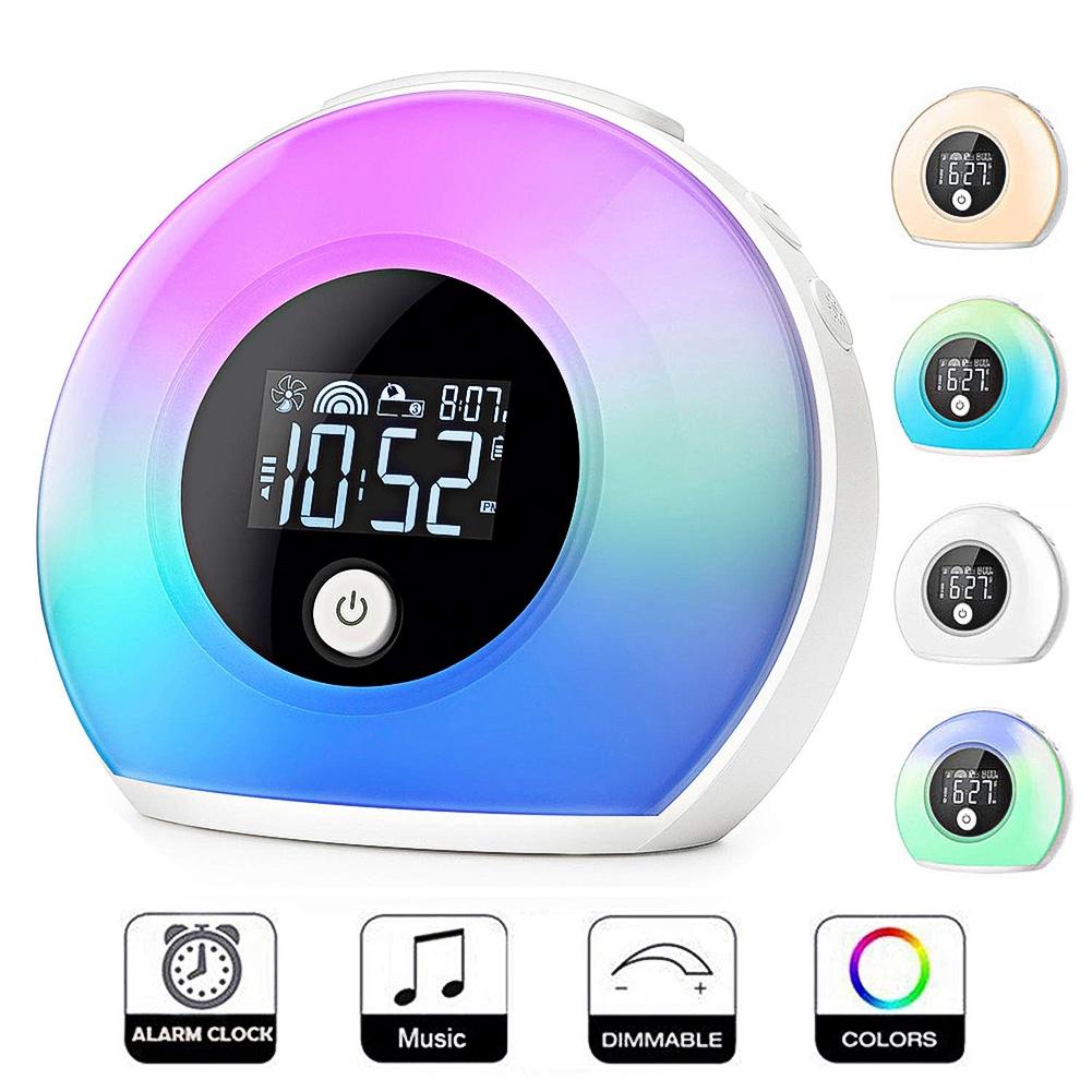 Colourful Wake Up Breathing Lamp Children Bluetooth Speaker Table Light Alarm Clock for Bedroom