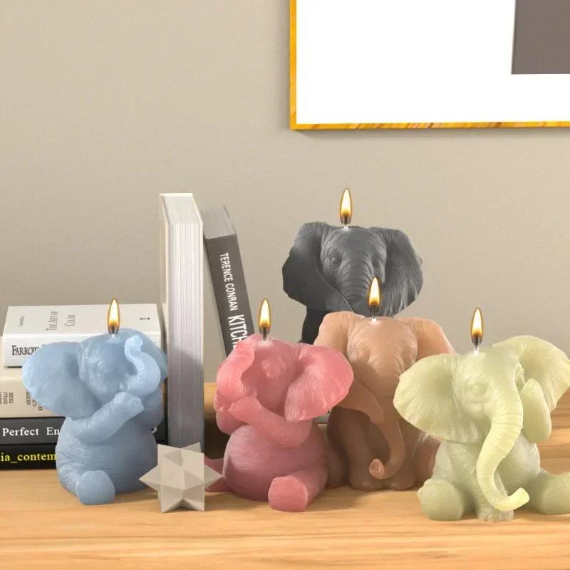 A Top Quality Set of 3 DIY Animal-Shaped Candle Molds Silicone Elephant Scented Decorative Crafts for Home