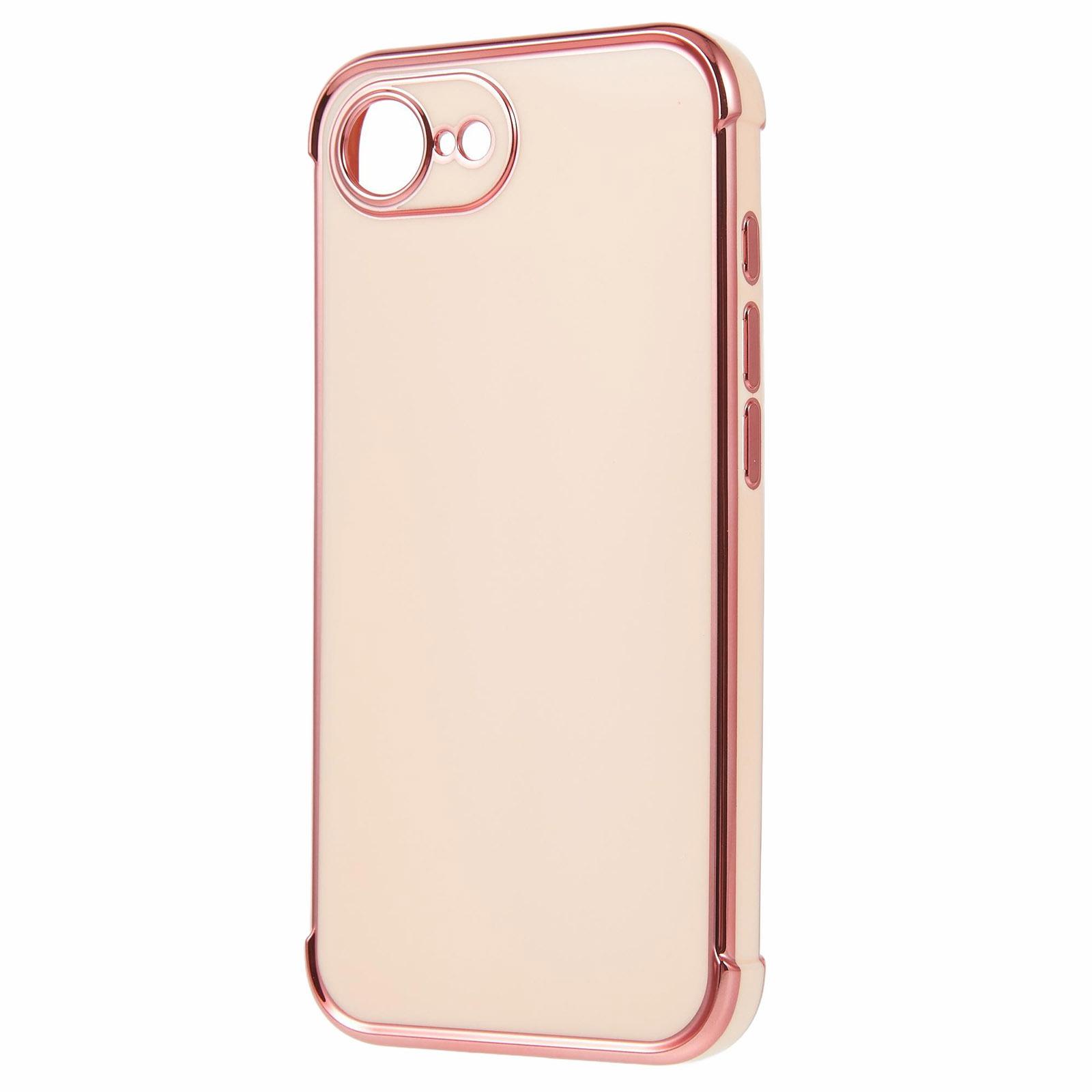 

For iPhone 16e Case Electroplated Frame TPU Soft Phone Cover Ivory White