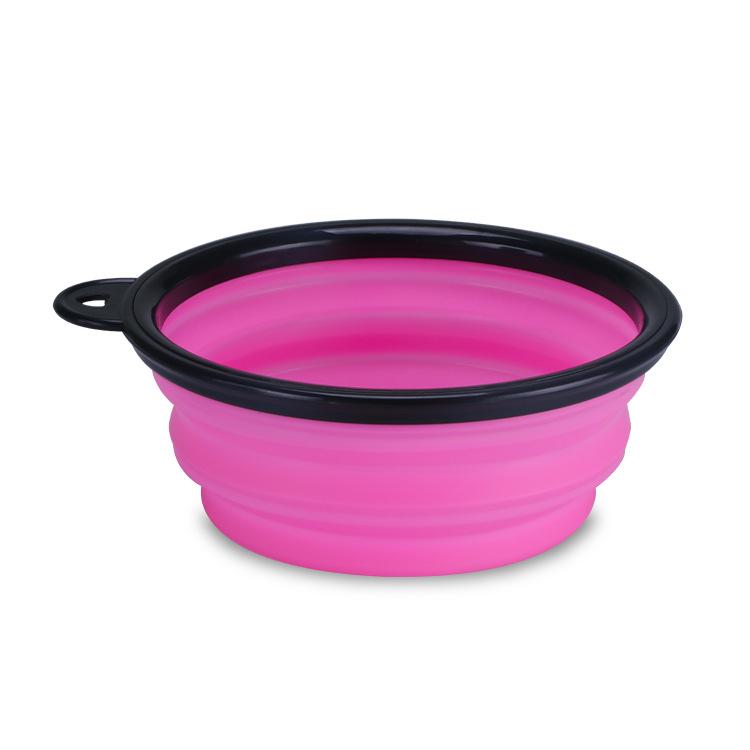 Buckle Black Foldable Silicone Pet Bowl: Portable Outdoor Cat & Dog Feeding Basin