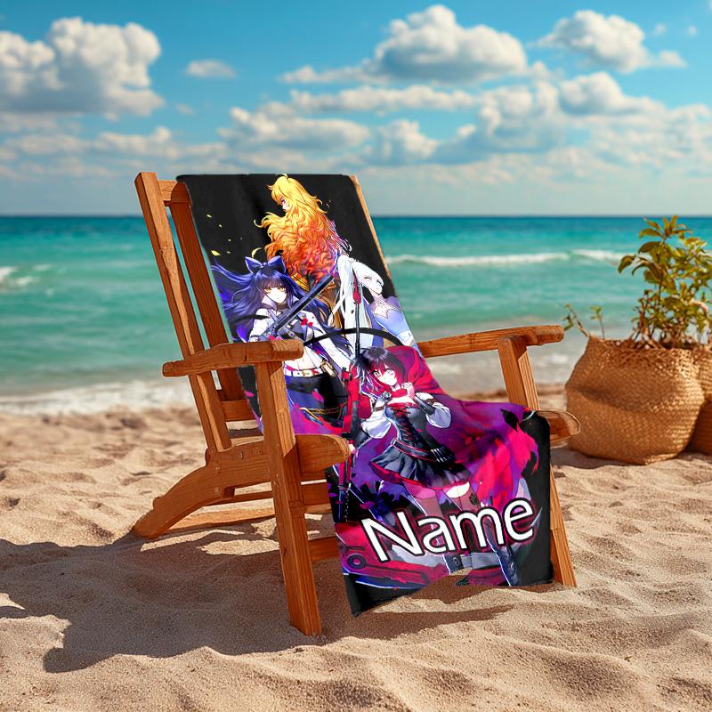 Personalisiertes, maßgeschneidertes Strandtuch mit RWBY Volume-Muster - weich, saugfähig, schnell trocknend, perfekt für Schwimmen, Camping & Baden