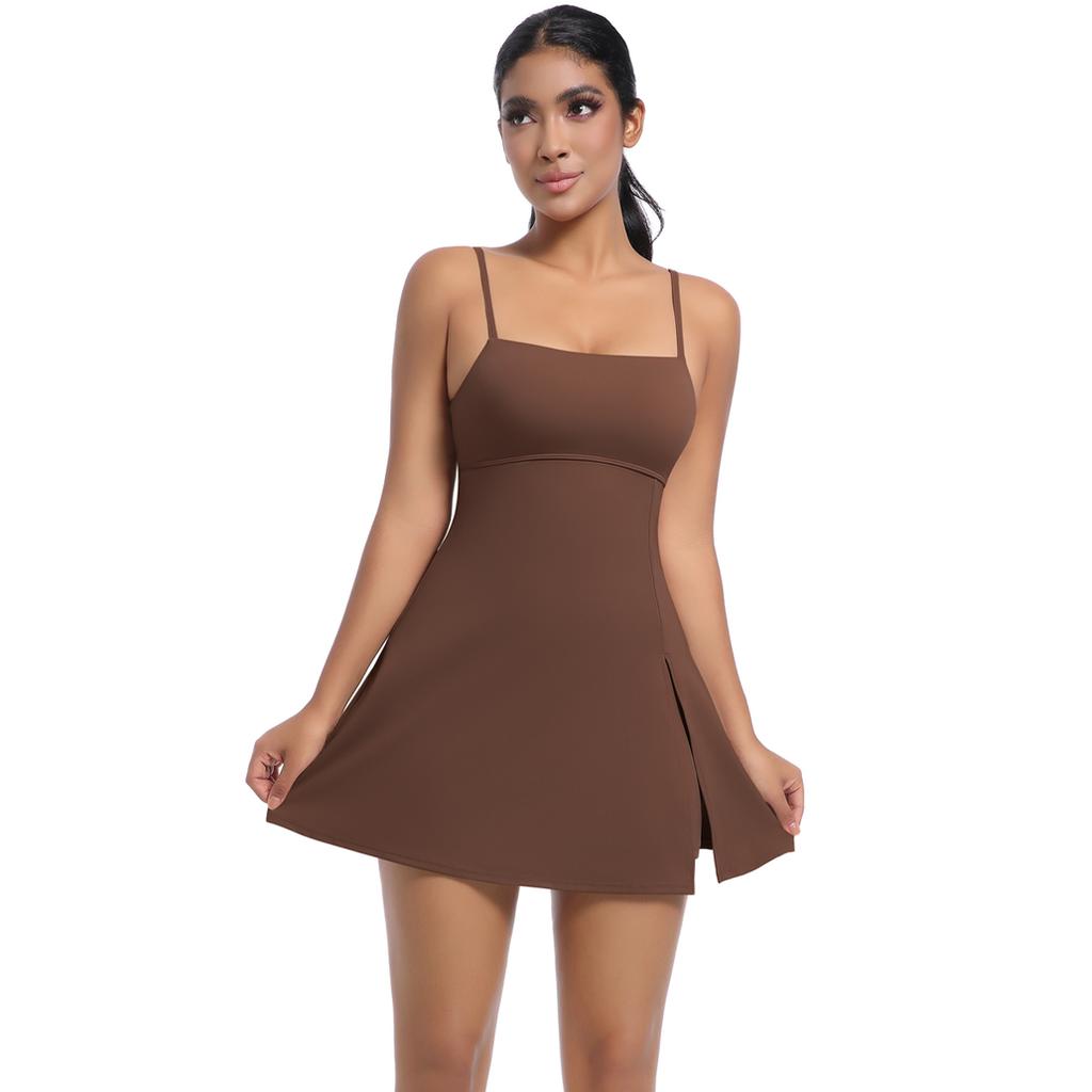 Women's Seamless Dress Sexy Sleveless Low Cut Dresses Loose Yoga Bodysuit High Waist Rompers
