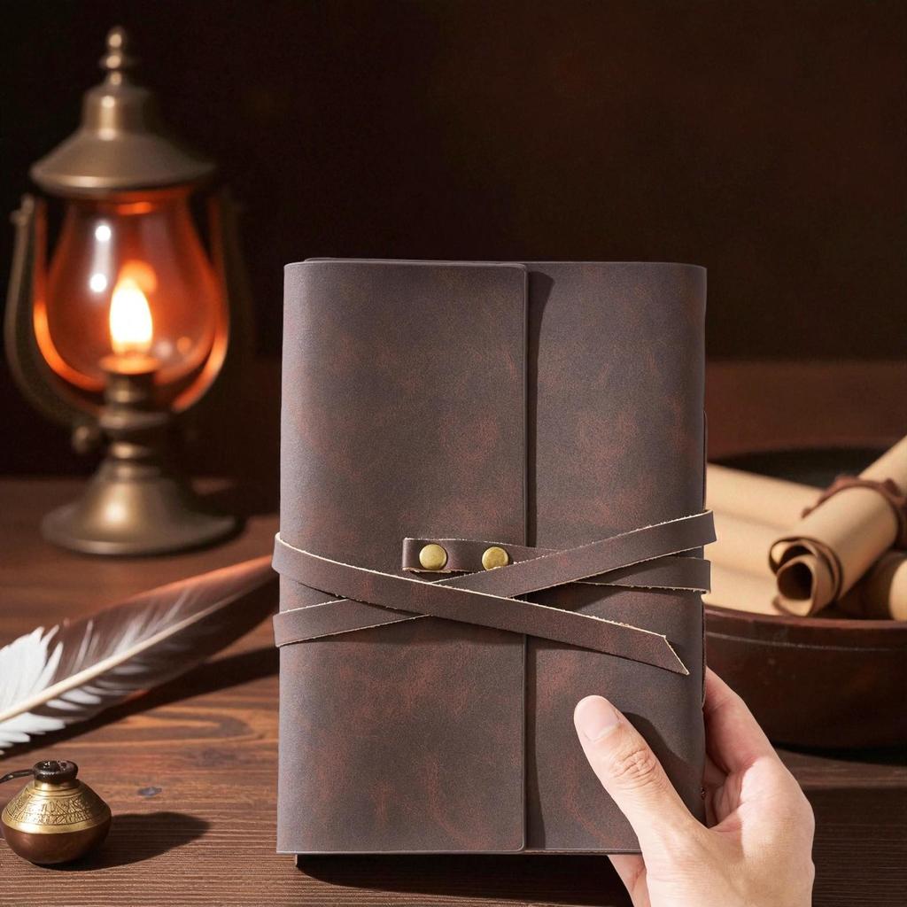 Handmade Leather Journal 5x7 – Vintage Wrap Notebook – 200 Deckle Edge Pages – Rustic Brown Leather Diary – Traveler Writing Journal