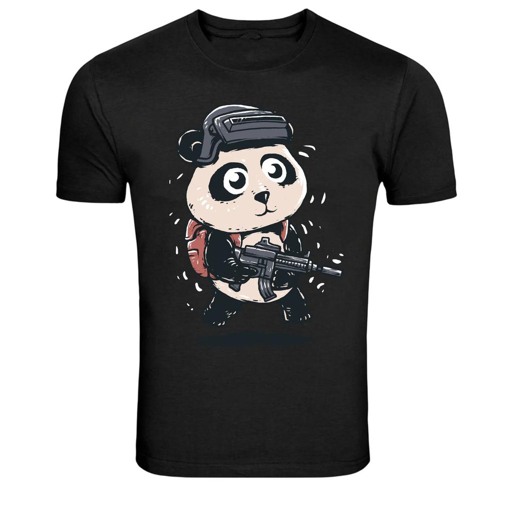 Tactical Panda Soldier Gun Cartoon Graphic T-Shirt