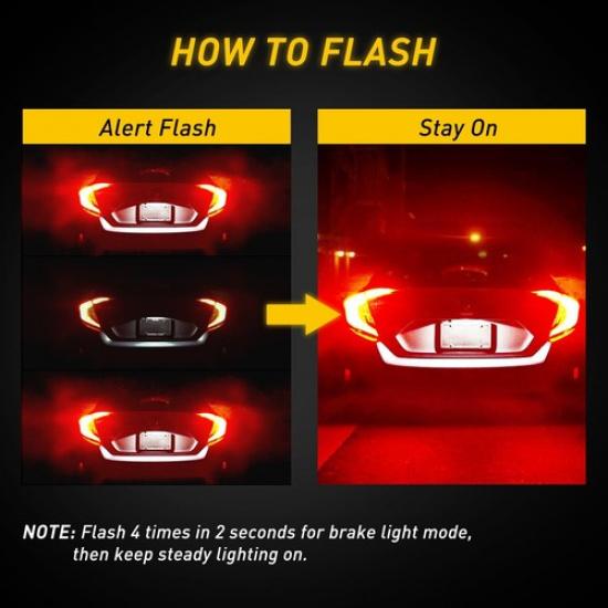 2pcs 7443 7440 7444 LED Flash Strobe Blinking Brake Stop Light Lamps For Honda