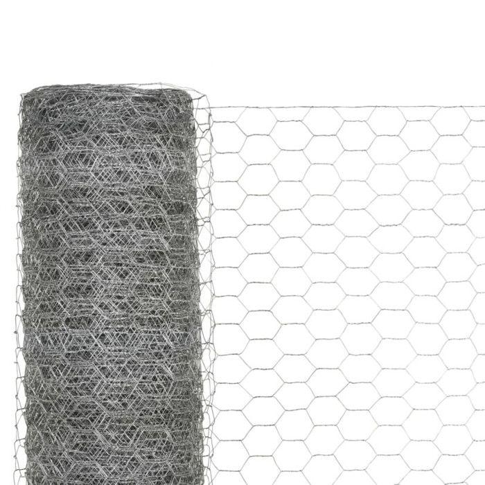VidaXL Grillage Acier Galvanisé 25x1,2 m Hexagonal Argenté Clôture de Jardin 143328