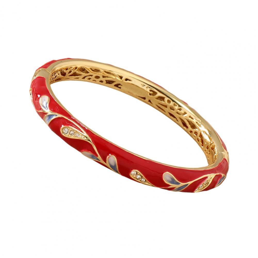 Traditional Hollow Out Flower Bangle Enamel Women's Hand Bracelet  Jewelry Gifts