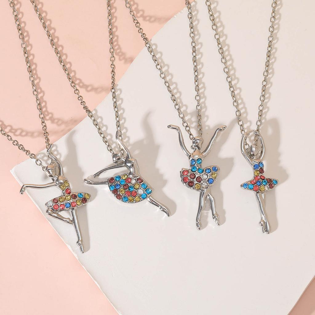 Kristall-Halskette Bunter Zirkon-Choker Tanzende Mädchen-Anhänger Halskette Tänzerin Anhänger Schmuck für Mädchen
