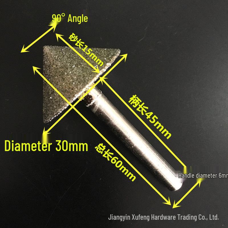 Testa di Smerigliatura Diamantata a Forma di Ombrello, Grana 60-120, Punta 6*90 Gradi, per Incisione e Smerigliatura della Pietra.