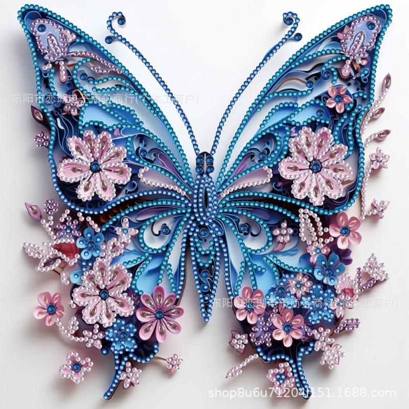 Schmetterlingsförmiges Diamantgemälde in großer Größe mit leuchtenden Diamanten, dekoratives Gemälde, Explosionsmotiv