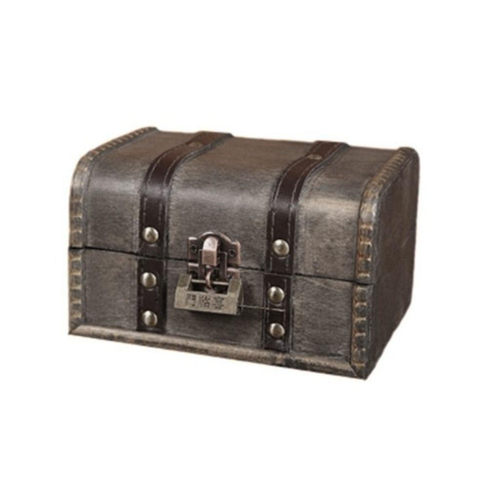 

Деревянная шкатулка-органайзер для украшений Антикварная шкатулка для хранения Изысканный ретро сундук сокровищ Разное Grey-B