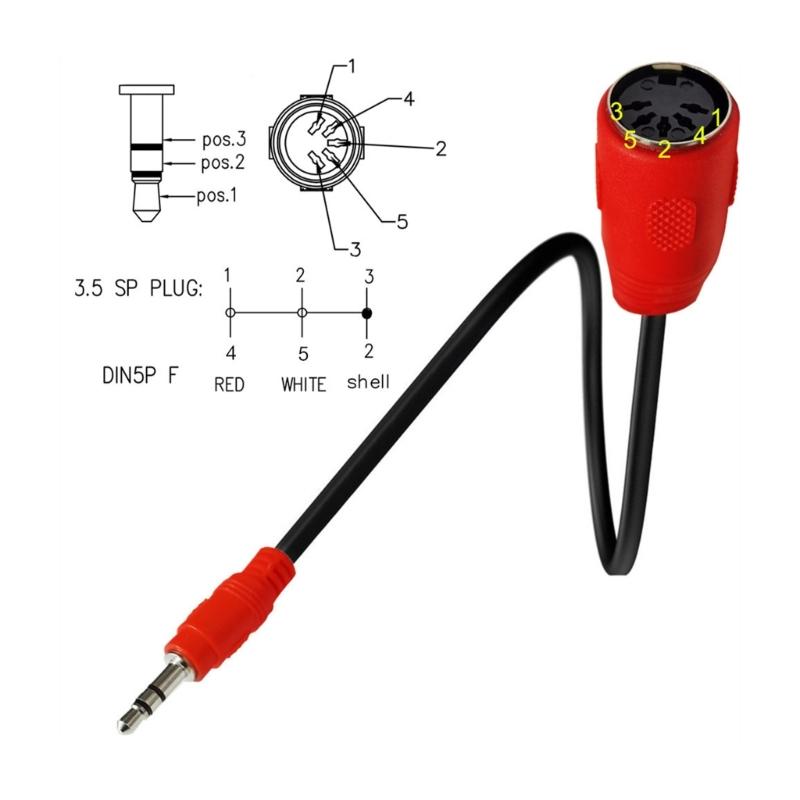 5Pin DIN Female to 3.5mm TRS Male Adapter Cord Connection Cable Wire for DIN 5Pin Devices and Sound Systems 19.69inch