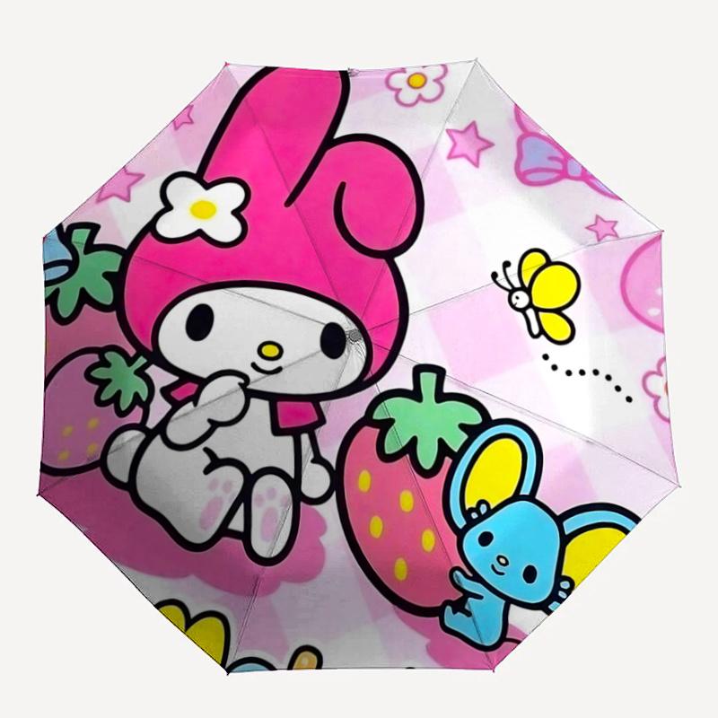 1pc My Melody Strawberry and Mouse Automatic Opening and Closing Umbrella - Suitable for Various Occasions, Outdoor Activities, Lightweight and Durabl