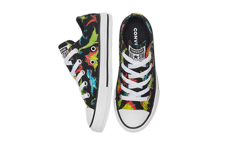 Converse Chuck Taylor All Star Low Top Kids Canvas Shoes Black Multicolor Teenagers 670350C
