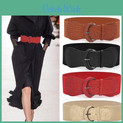 Retro Stil Leder Elastischer Breiter Gürtel Für Damenbekleidungszubehör