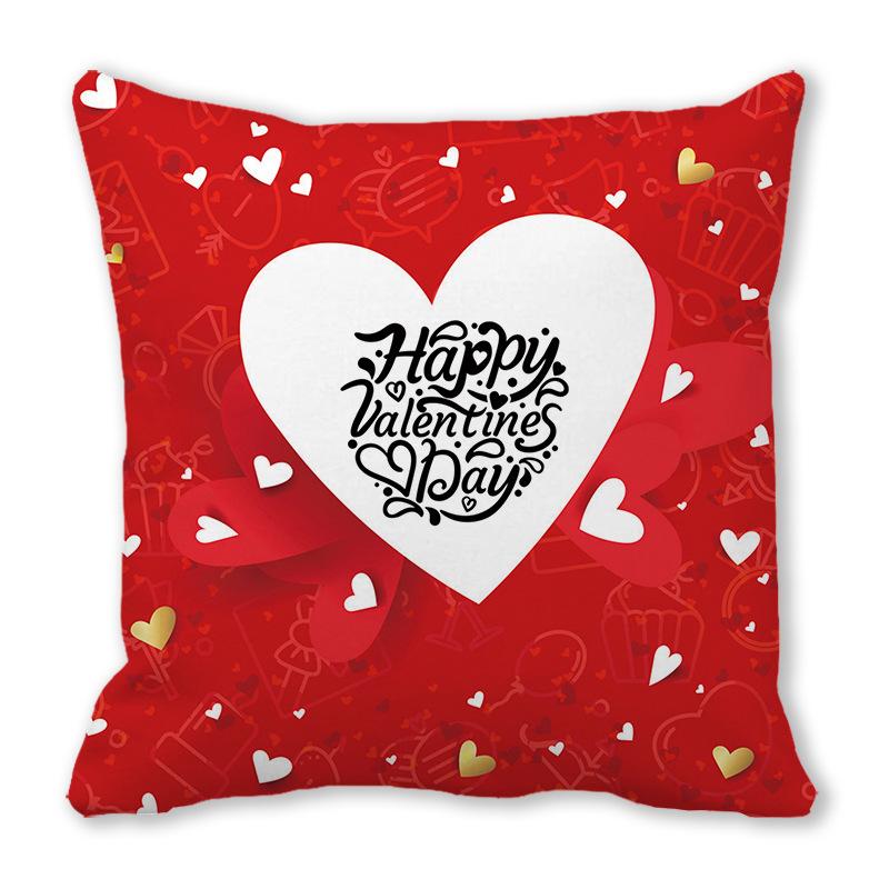 Red Heart Valentine's Day Digital printing short plush pillow covers decorative for car sofa office cushion cover home goods