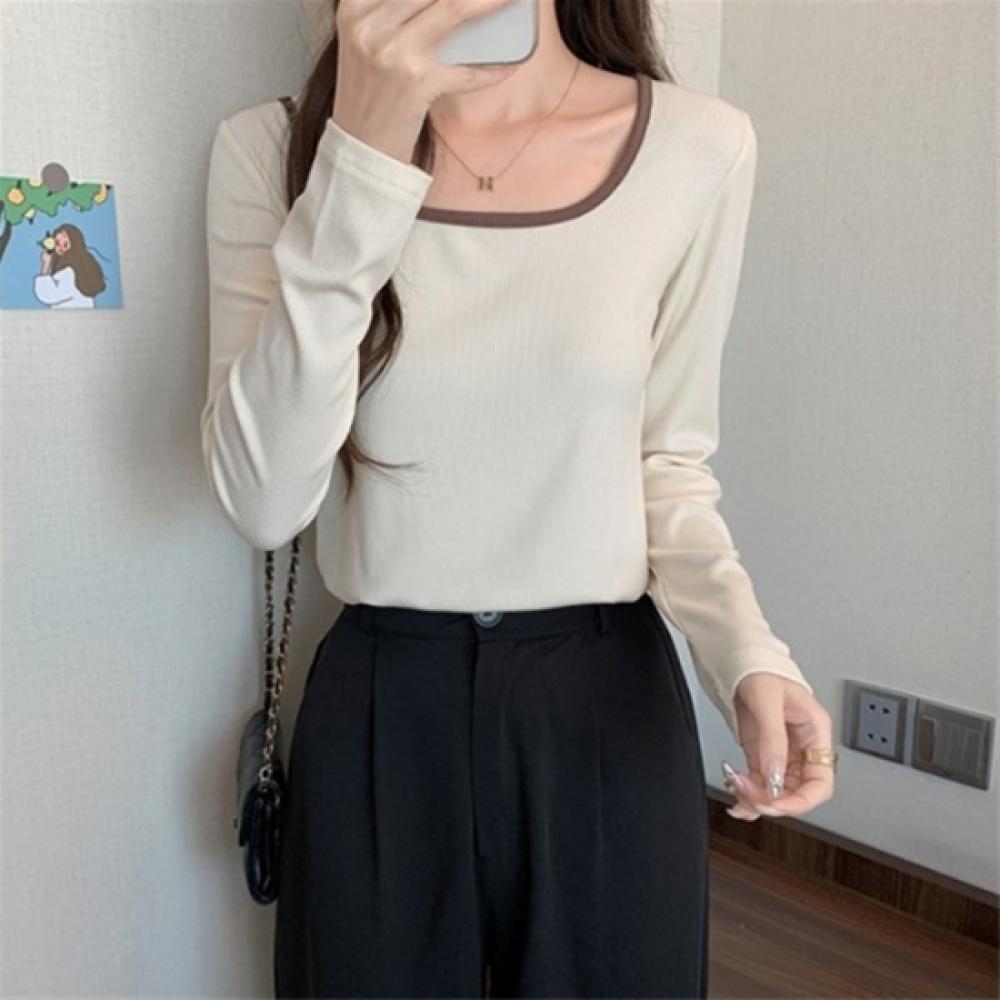New Arrivals Open RUn Women Spandex CoTTon Long Sleeve T shirT Color Block U Ne