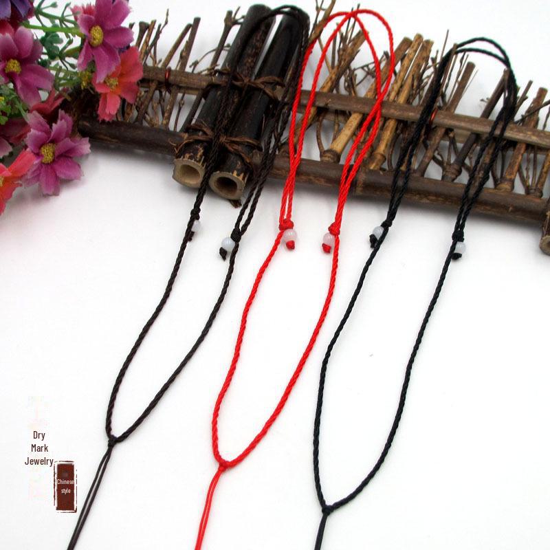 New Jade Pendant Necklace with 2 Beads and Rope Lanyard