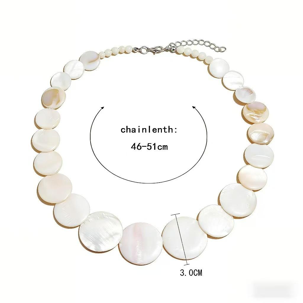 Natural Round Shell Necklace Handmade Simple Personality Versatile Beach Jewelry