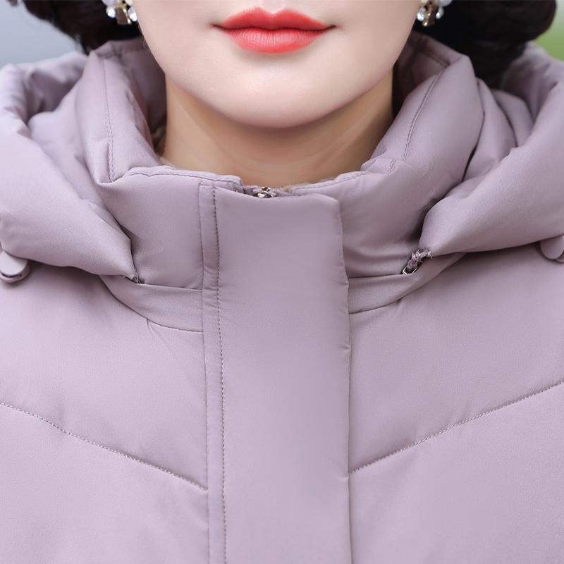 Middle Age Women's Down Coats Winter Vintage Prakas Hooded Plus Size Elegant Thick Warm Puffer Jackets Woman  Outerwears