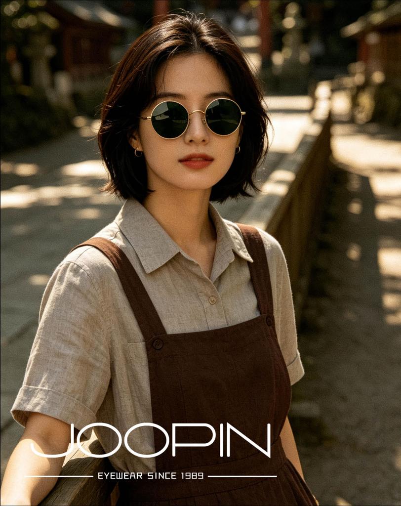 Joopin Sunglasses Round Polarized UV400 Protection Lightweight Gold Green Women's Men's
