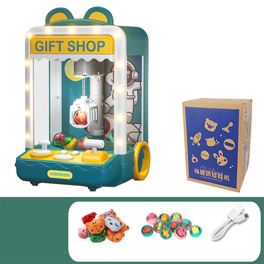 Kids Claw Machine Electronic Arcade Claw Machine With Music Light Toy Grabber Machine With 10 Dolls 10 Capsule Toys