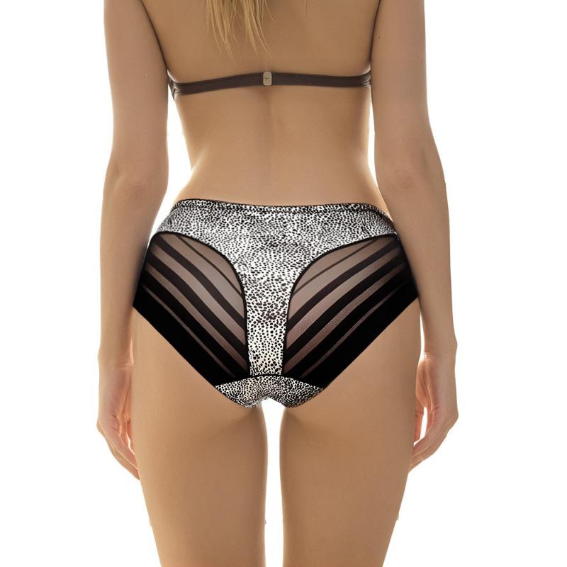 Women Seamless Breathable Mesh Triangle Brief Cotton Crotch Mid Waist Ladies Underwear