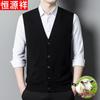 Hengyuanxiang Men's Pure Wool V-Neck Cardigan Vest