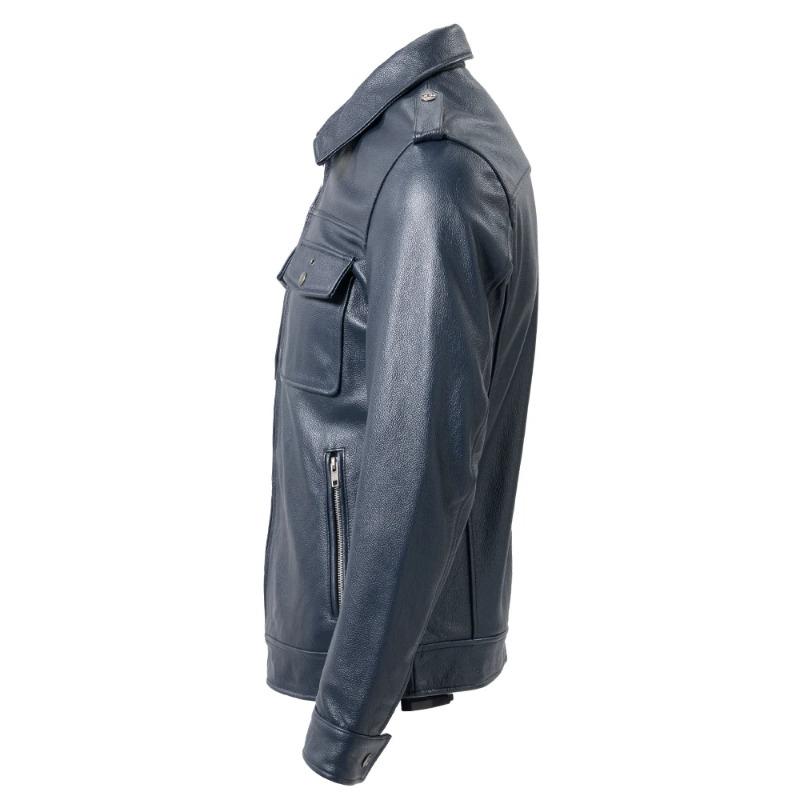 Chinese Size Genuine Leather Jacket Men Blue Black Natural Cowhide Slim Fit Men's Coat Casual Style Clothes Spring Autumn Asian Size M617