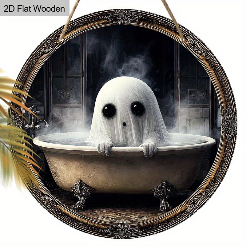 2D flat wooden hanging decorative signs, ghost patterns, Halloween decorations, Halloween gifts for friends