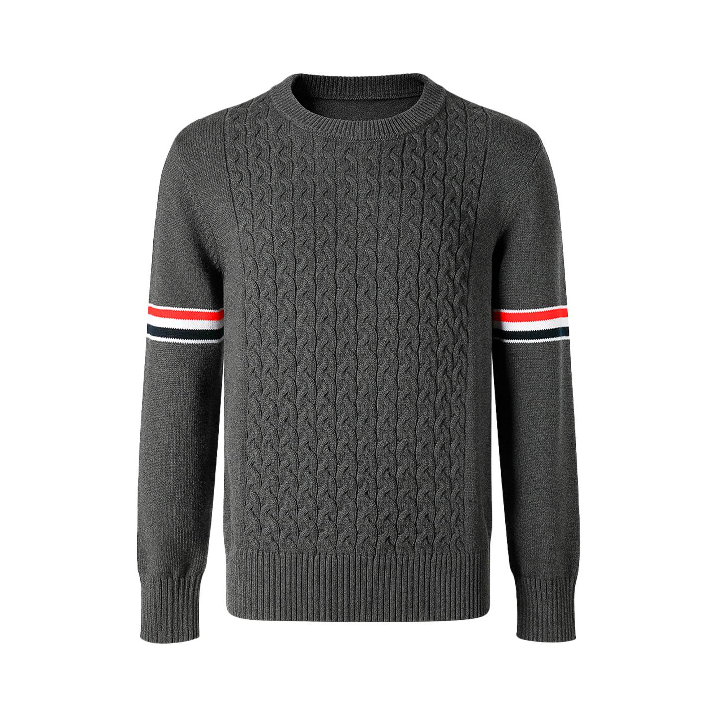 Trendy Red, White, and Blue Cable Knit Cotton Hoodie Pullover L темно-серого