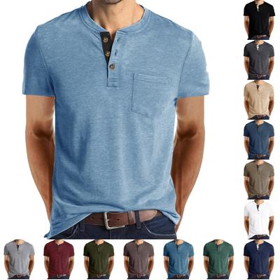 Men's Casual -color Base Sport Shirt, Men's Round-neck Short-sleeved Top