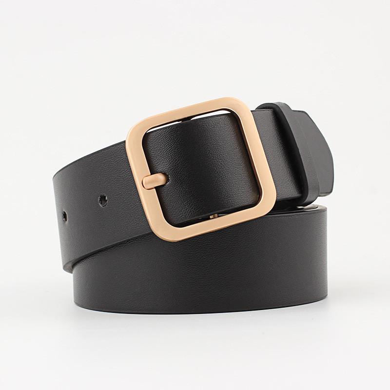 Trendy Womens Faux Leather Square Pin Belt With Durable Alloy Buckle Perfect For Fashion Forward Style