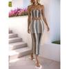 Damen Boho Rock-Sets Stickerei Bandeau Tube Top Bodycon Madi Rock Sommer Trendige Elegante Outfits