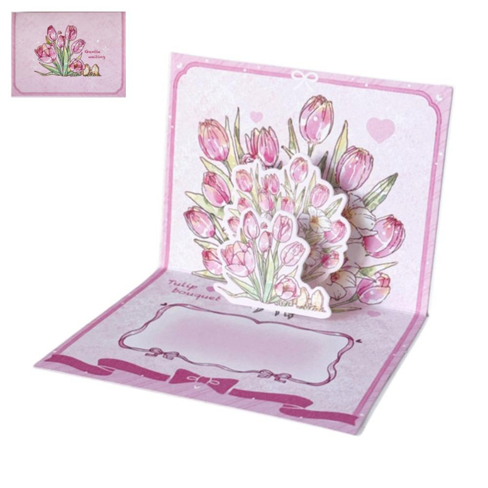 

Креативная 3D Открытка-раскладушка Любовь Роза Карточки с Благодарностью с Конвертом Карточка с Пожеланием Подарок Жене Девушке розовый