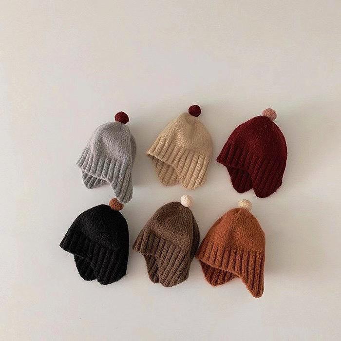 Autumn/Winter 2022 Korean Cute Pom-Pom Wool Baby Earmuff Hat