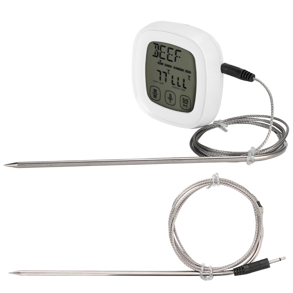Digital grilltermometer med pekskärm och timerfunktion, köksmatlagningsaccessoar