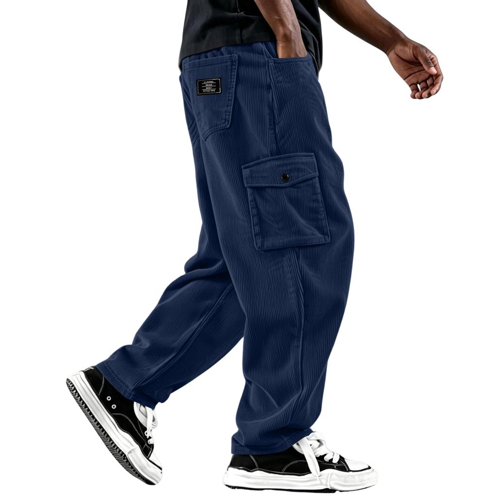 Pantaloni da uomo in velluto a coste con sei tasche e