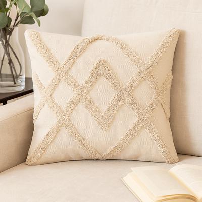 Cushion Cover 45x45cm Cotton Cream Criss Cross